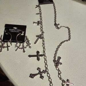 Simply Vera Vera Wang Cross Necklace & Earring Set
